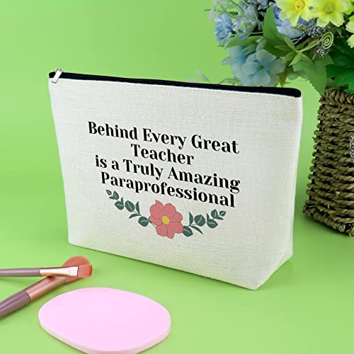 Paraeducator Appreciation Gift for Women Makeup Bag Paraprofessional Gift Thank You Gift for Para Teacher Assistant Birthday Gift Cosmetic Bag Retirement Gift Teacher Day Gift Travel Cosmetic Pouch