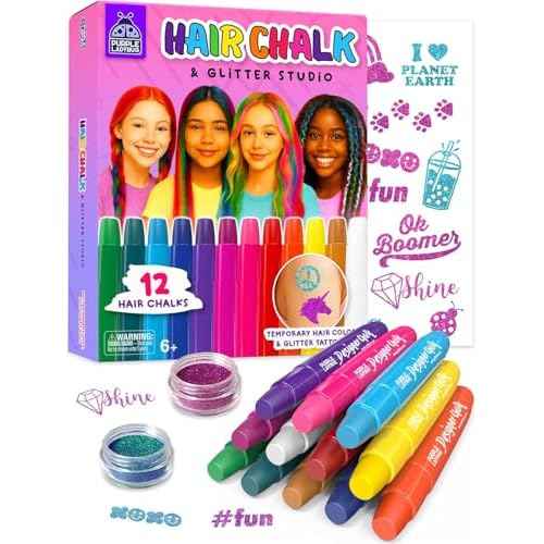 Hair Chalk for Girls Washable Hair Dye - Stocking Stuffers for Kids 8-10 6-8, Christmas Gifts for Girls 6 7 8 9 10 11 12 Years Old, Temporary Hair Color for Kids Tweens Teens Birthday Party, 12 Colors