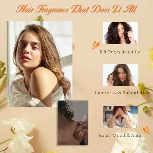 Vanilla Hair & Body Perfume Spray, Pheromones Perfumes for Women, Long-Lasting Fragrance Mist, Frizz Control & Shine-Enhancing, Nourishing Hair Repair Mist, Daily Use, Alcohol-Free, 1.7 Oz Travel Size