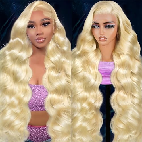 26 Inch 613 Lace Front Wig Human Hair 200 Density Blonde Wig Human Hair Body Wave Blonde Lace Front Wigs Human Hair Pre Plucked 613 HD Lace Frontal Wig 13x6