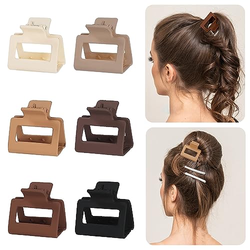 6 Pack Claw Clips Hair Clips for Women Girls Medium Rectangle 2 Inch Small Hair Clips for Thin or Medium Thick Hair