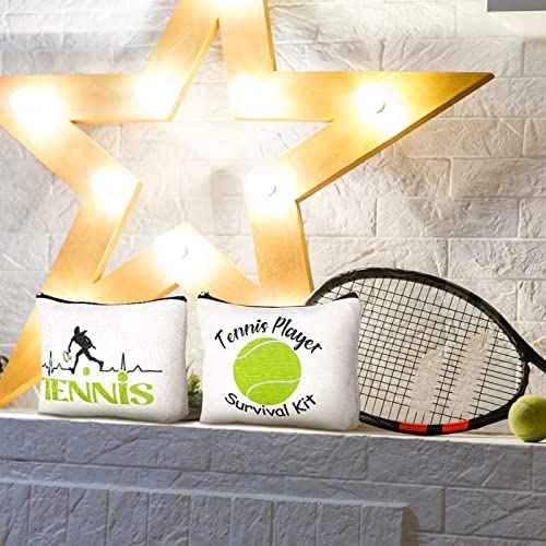 Pinkunn 9 Pieces Tennis Gifts for Women Tennis Makeup Bag Tennis Accessories Pouch Bag for Tennis Travel Zipper Cosmetic Bags for Tennis Lover Player Team Novelty Graduation Birthday Xmas Gift