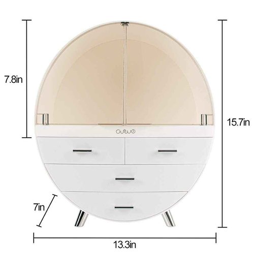 OBMMIRAO Elegant Dustproof Makeup Storage Organizer Box, Waterproof Large Cosmetics Organizer Storage with Drawers Skincare Cosmetic Display Cases for Countertop Bathroom Dresser Dedroom