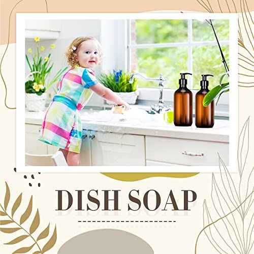 Tessco for you 12 Pack Amber Soap Dispenser Empty Plastic Pump Bottles Dispenser Refillable Shampoo for Hand Sanitizer Soap Cosmetic Lotion Body Wash Conditioner Bathroom Kitchen Travel (16.9 Oz)
