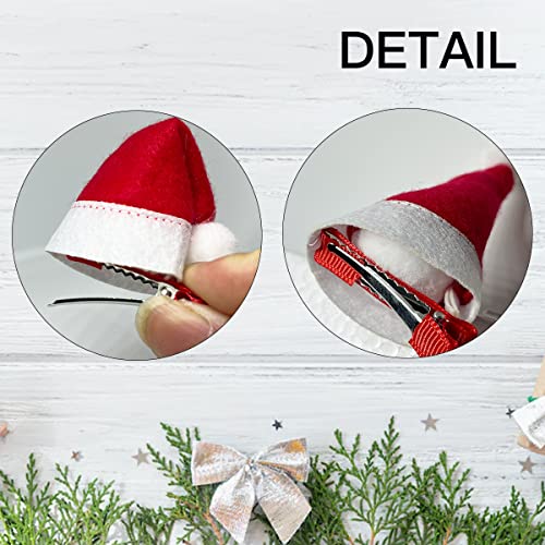 24Pcs Santa Hat Clips - Mini Santa Hat Hair Clips for Christmas Party - Red - Women, Girls & Kids
