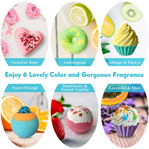 Aofmee Bath Bombs, 6pcs Bubble Bath Bomb for Girls, Handmade Fizzies Bathbombs for Women, Natural Organic Kids Spa Kit, Non Toxic Bath Kit for Teens, Gift Set for Birthday Christmas Easter