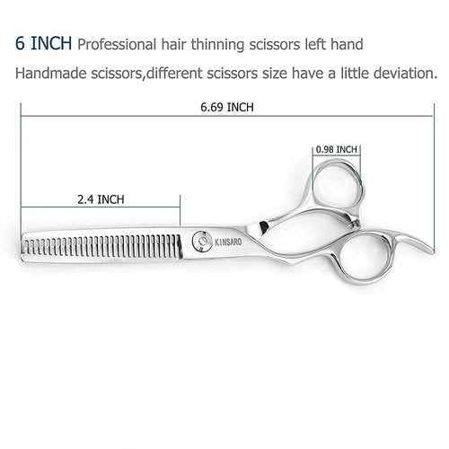 Hair Shears left hand 6 Inch Hair Scissors Thinning shears Left Hand Hair Cutting Scissors Lefty Left Handed 440C Kinsaro