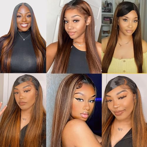 Hair P1B30 Ombre Straight Human Hair Bundles 1B30 Brown 3 Bundles 24 26 28 Inch Two Tone Black Mixed Brown Highlight