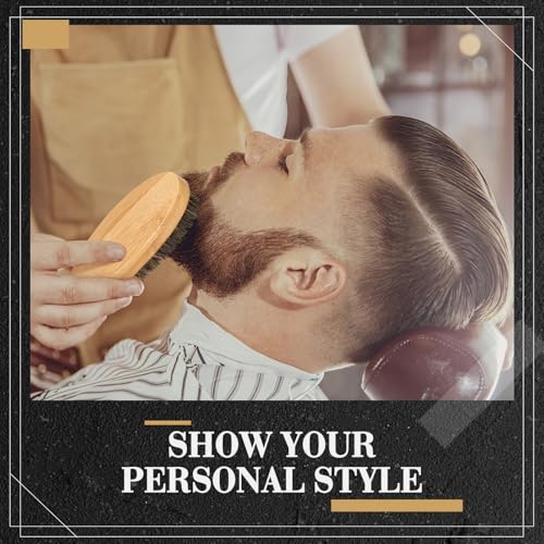 Maitys 10 Sets Beard Brush and Comb Set Bulk Boar Bristle Beard Brush Comb Scissors Kit Gifts for Men Father Colleague Employee Appreciation Christmas(Oval)