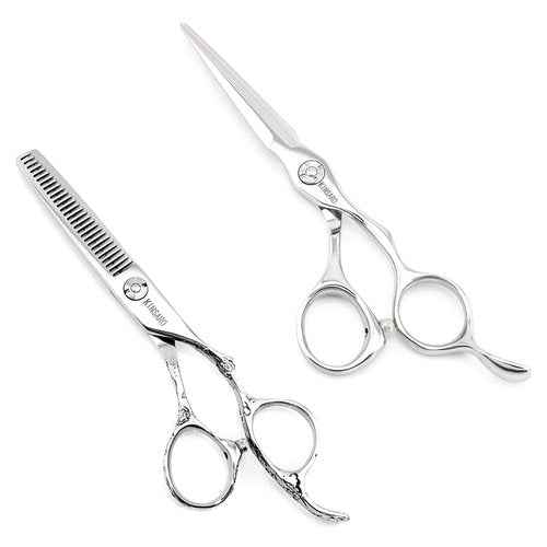 Barber Scissor Set 5.5" Professional Hair Scissors Set Hair Cutting Shears Haircut Shear Hair Thinning Scissors 440C Kinsaro