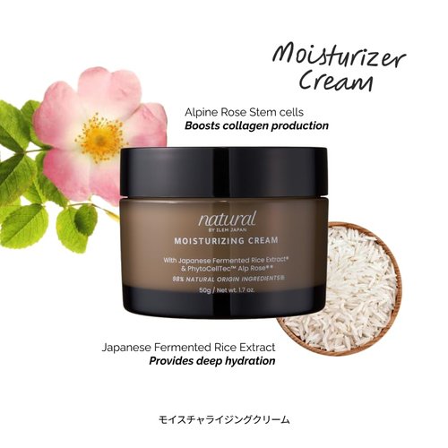 ILEM JAPAN Moisturizing Cream, Glowing Skin,Non-Sticky, Fast Absorbing, Daily Moisturizer for Dry, Rough Skin, For Men & Women