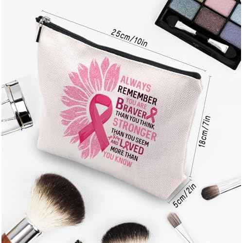 Breast Cancer Gifts for Women, Breast Cancer Survivor Gifts for Woman, Breast Cancer Awareness Accessories Gift Bags, Get Well Gifts for Women Makeup Cosmetic Bag Pouch