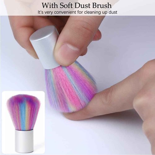 Nail Dust Collector Low Noise, AONOLOVO Powerful Nail Vacuum Dust Collector Suction Fan with Lamp for Nail Tech Acrylic Nails Gel Dip Powder Removal, with Nail Dust Brush, 03-White