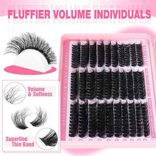 Fluffier Lash Clusters Thick Volume Lash Extension 10-18mm Cluster Eyelash Extensions DIY Individual Lashes Wispy at Home Pesta?as Pelo a Pelo by ALPHONSE (60D+80D+100D, 300pcs)