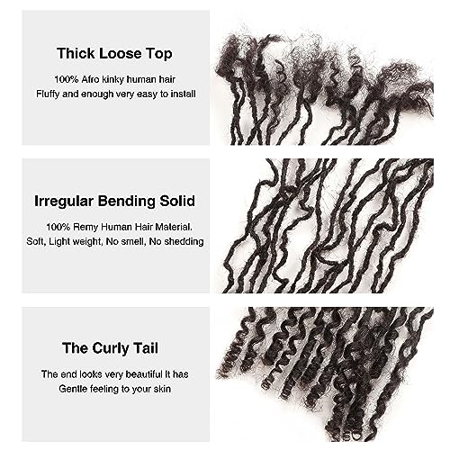 Orientfashion 8 inch 0.2cm Width 100% Real Human Hair Micro Dreadlock Extensions with Curly Ends Natural Black Curly Locs Can Be Dyed Bleached Curled And Twisted(8inch 0.2cm 40Strands, Natural black)