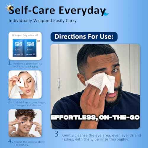 30PCS Eyelid & Lash Wipes for Itchy & Dry Eyes, Tea Tree Oil Eyelid Wipes for Styes & Blepharitis, Daily Eye Cleansing Wipe, Hypoallergenic & Soothing For Sensitive Eyes, Stay Hydrated Lid Wipe