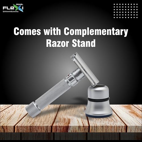Pearl Flexi Adjustable Safety Razor Version V12 - Reusable Metal Razor made of 100% Brass | Eco Friendly Double Edge Razor for Men | Men's Shaving Razor for best Father's Day Gift