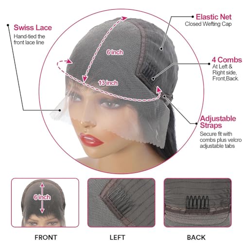 13x6 Body Wave Lace Front Wigs Human Hair Pre Plucked 13x6 HD Transparent Frontal Wigs Human Hair 200 Density Body Wave Glueless Human Hair Wig for Women 28 Inch