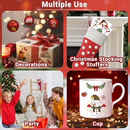36 Sheets Christmas Temporary Tattoos for Kids Girls Boys, 252+ PCS Xmas Tree Santa Claus Tattoos Stickers Women, Christmas Stocking Stuffers Gifts Fake Tattoos for Adult Party Supplies Favors Decors