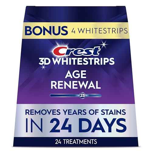 Crest 3D Whitestrips Age Renewal ? Teeth Whitening Kit, 24 Treatments (20 + 4 Bonus), Each with 1 Upper/1Lower, 48 Strips ? Crest 3DWhite Teeth Whitening Strips