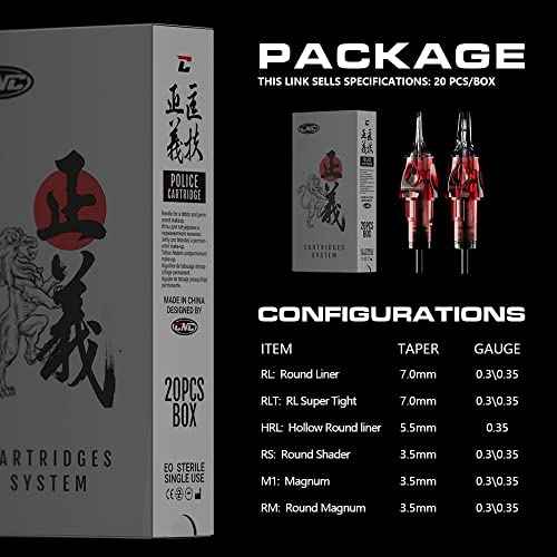 CNC 3RL Tattoo Needles Cartridge 20Pcs #10 Bugpin Disposable Needles Round Liner with Membrane EN04-20-1003RL