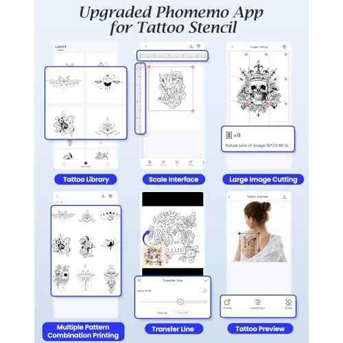 Tattoo Stencil Printer, Upgraded Thermal Tattoo Printer Machine with 10pcs Transfer Paper, Wireless Bluetooth Tattoo Printer for Tattoo Artists & Beginners, Compatible with iPad Phone PC