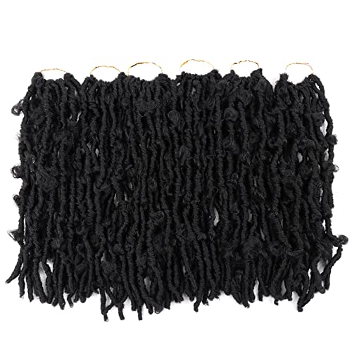 6 Packs 12 Inch Butterfly Faux Locs Crochet Hair for Black Women Distressed Faux Locs Pre looped Pre-twisted Braids (12 inch 6 pack, 1b)