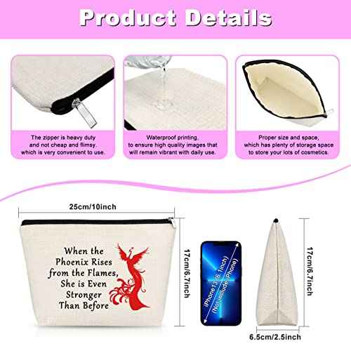 Inspirational Gift for Woman Phoenix Rising Makeup Bag Bird Motivational Present Cosmetic Bag Phoenix Lover Gifts Christmas Birthday Graduation Present for Sister Friends Travel Pouch