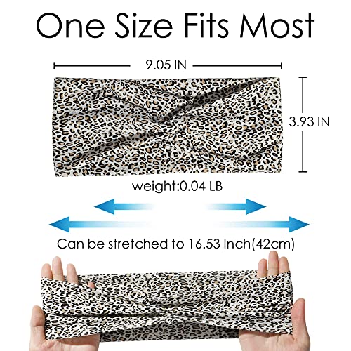 Artilady 6 Pack Boho Headbands for Women - Wide Bandana Headband Non Slip Stretchy Cheetah Paisley Print Turban Headwarp Twisted for Girls