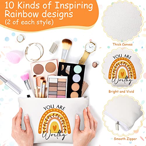 Fumete 20 Set/40 Pcs Nurse Practitioner Week Makeup Bag Bulk Employee Appreciation Keychain Inspirational Office Gift for Women Rad Tech Coworker Team Kindness Week IEW Christmas