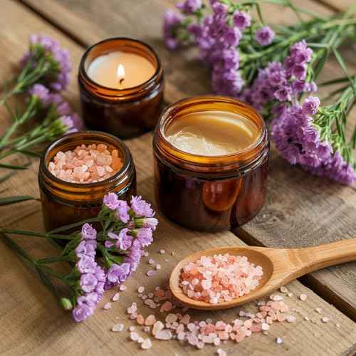 Amber 2oz Glass Jars with Lids - 24 Pack Brown Small Cosmetic Containers with Inner Liners, Wide-Round Smooth Mouth, Sealable for Creams, Lotions, Essential Oils, Body Butter, Travel Samples