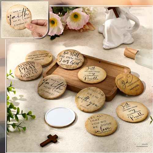 36 Pcs Mini Christian Compact Mirrors Bulk for Women Retro Inspirational Bible Verse Pocket Makeup Mirrors for Pastor Wife Clergy Sunday School Teacher Appreciation Christmas Church Party Favors