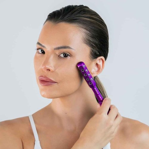 Nurse Jamie Uplift Facial Massaging Beauty Roller – Purple - Facial Massager with 24 Stones for Sculpting, Firming & Reducing Puffiness