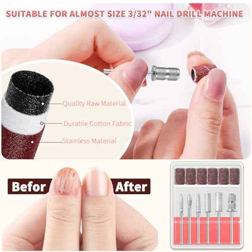 6 Pcs Nail Drill Bits Set,3/32'' Professional Nail Bits for Manicure Pedicure