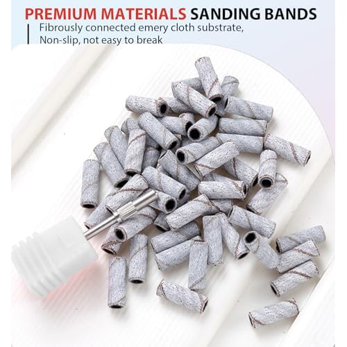 200Pcs Mini Nail Drill Bits Small Sanding Bands for Nail Drill with 3 mm Mandrel Bit, 80 120 180 240 Fine Grit Nail File for Acrylic Nails Gel Manicures and Pedicure (200pcs)