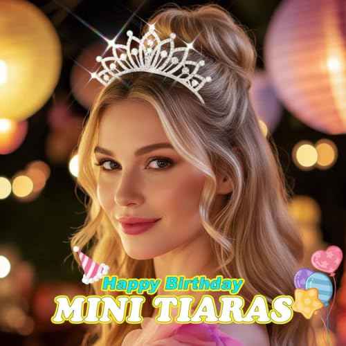 JEWEKY Princess Comb Tiara Mini Silver Rhinestone Hair Comb Brithday Decorations Hair Accessories