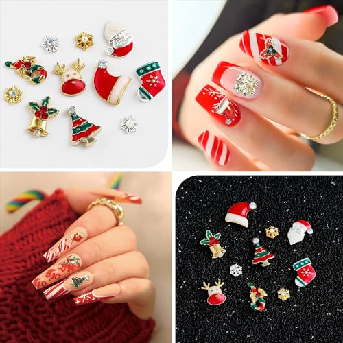 30 Pieces 3D Christmas Nail Charms for Women Girls Nails Salon Decor Christmas Tree Bells Hat Nail Christmas Charms for Acrylic Nails Jewelrys Gems for Nails Accessories Craft Decorations