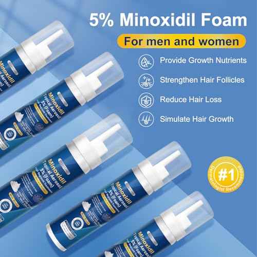 5% minoxidil foam for men-5pack£¬ Infused with Biotin, Hair Growth Treatment, Supports Thicker and Fuller Hair & Beard (10.5oz, 5 Month Supply)