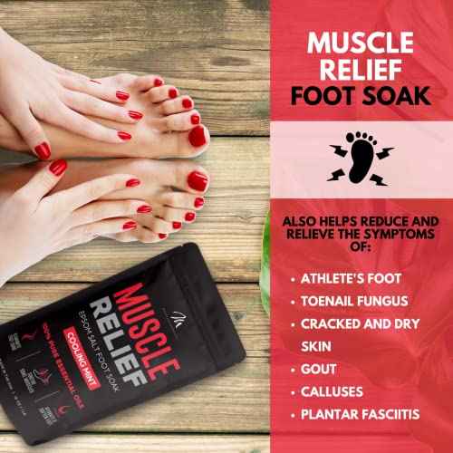 Mantello Muscle Relief Foot Soaking Salts - Foot Soaker for Use with a Foot Soaking Tub - Epsom Salts for Soaking Feet to Soften and Soothe Feet - Pedicure Foot Soak with Essential Oils, 1 lb. Bag