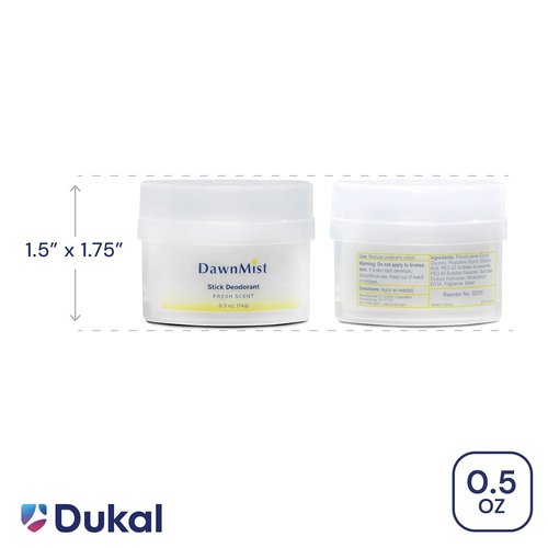 Dukal DawnMist Stick Deodorant, 0.5 oz – Clear, 1 Box (144 Sticks/Box, Pack of 144) – Long-Lasting Freshness for Daily Use