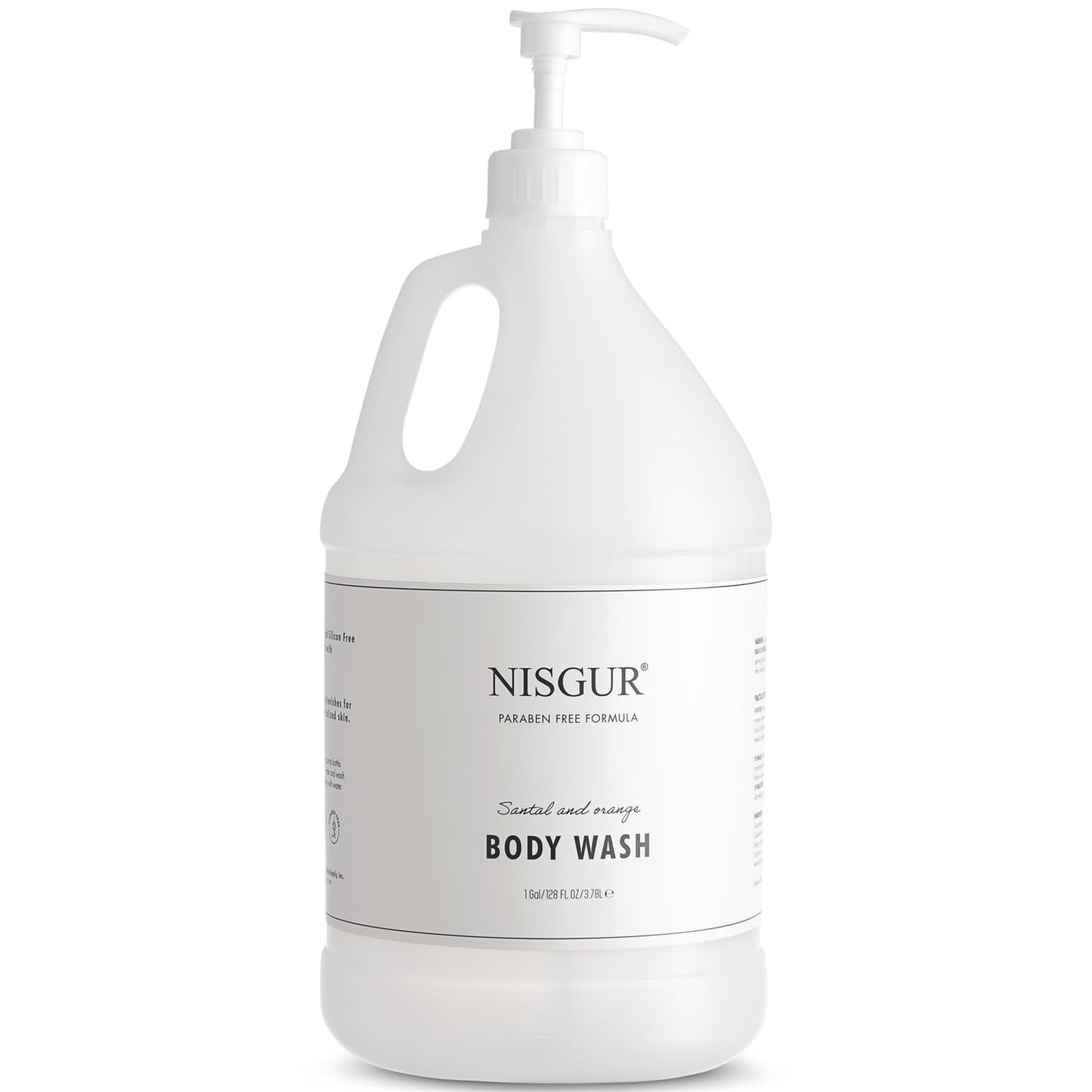 NISGUR Hotel Body Wash in Gallon Size 1 Gallon Each Total 2 Gallon Jugs with Extra Pump Dispenser to Refill Wall-mounted and Stand Dispenser Aloe vera, Green Tea Extract Infused Hotel Toiletries