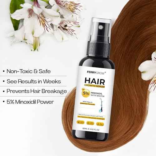 5% Minioxidil Hair Growth Serum for Men with Biotin Regrowth Hair Treatment For Thickens Hair Promotes Hair Density Help to Stop Thinning loss Hair stimulates Hair Growth