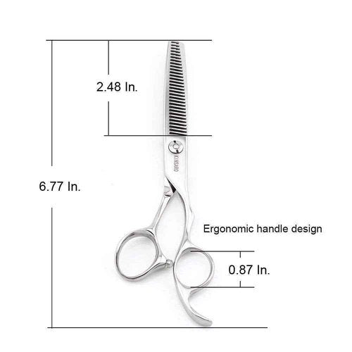 KINSARO 6 Inch Hair Cutting Scissors & 6 Inch Hair Thinning Scissors, V Shape Teeth, Stainless Steel, Silver, Ambidextrous, Thinning, Compact