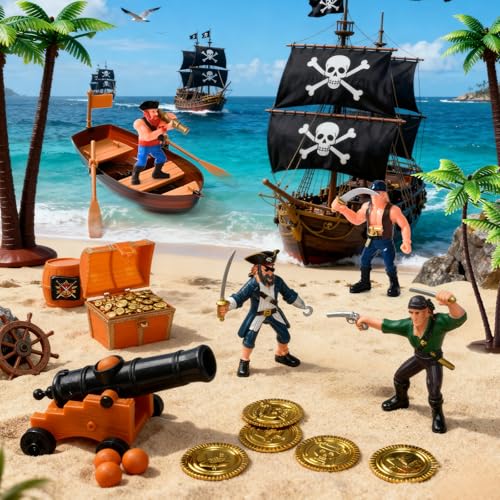 Bath Bombs for Kids with Diving Gem Toys Inside, 12 Pack Treasure Chest Bath Bombs with Surprise Pirate Accessories Pretend Playset, Handmade Bubble Bath Fizzies Birthday Christmas Gift Set