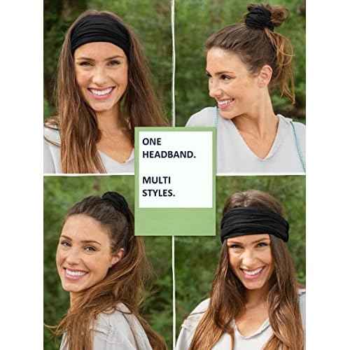 Huachi Wide Headbands: Boho Elastic Non-Slip Thick Stretchy Headbands for Women's Workout, Running, and Active Wear