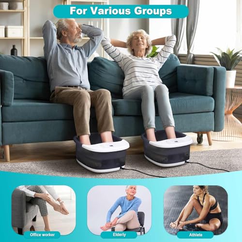 Foot Spa Bath Massager with Heat, Foot Bath with 22 Massage Rollers, Temperature Control, Jets, Bubbles, Epsom Salt and Vibration. Foot Soaking Tub for Relaxation - Grey