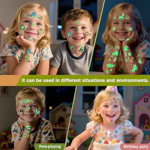 310 Pcs Luminous Temporary Tattoos For Kids,Mixed Styles Glow In The Dark Tattoos for Boys and Girls,Butterfly Dinosaur Pirate Mermaid Fake Tattoo Stickers,Glow Party Supplies Arts and Crafts