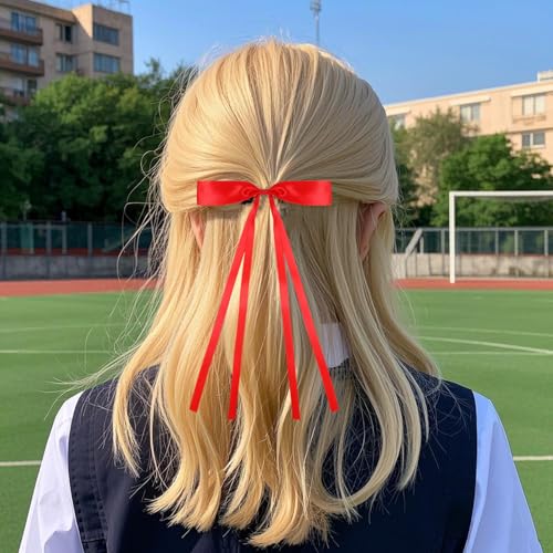 8Pcs Small Red Bows for Hair, Red Hair Clips for Girls Hair Bows for Women Red Hair Accessories Red Ribbon for Hair Barrettes for Women Red Satin Bow, Pigtail Bows Small Red Bow Hair Clip Women