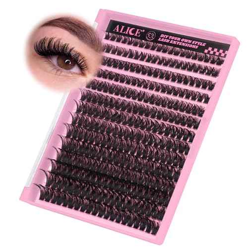 280Pcs Wispy Individual Lashes DIY Eyelash Extensions 8-16MM D-Curly Lash Extensions Lash Clusters 80D Cluster Eyelashes DIY at Home by ALICE