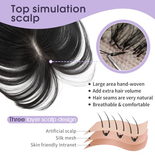 14 Inch Hair Topper for Women with Thinning Hair, Lightweight & Add Volume Hairpiece for White HairRoots Cover, Changing Hairstyle, Trendy and Comfortable Design